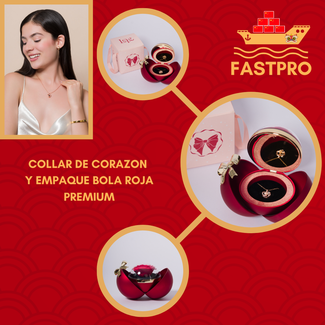Empaque bola Rosa y Collar de corazon 316L😍🥰